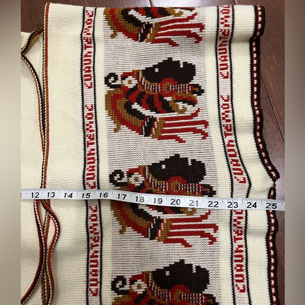 Cuauhtemoc Poncho Knitted Mexican Aztec Native Indian Fringe One Size - Picture 3 of 4